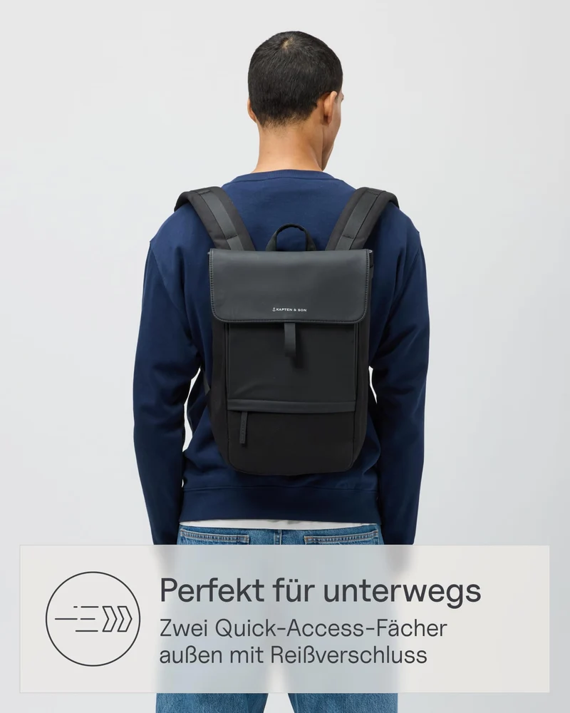 Kapten & Son Rucksack Fyn Classic All Black 11 L mit 14" Laptopfach
