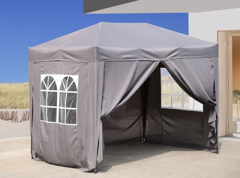 QUICK STAR Faltpavillon 2 x 3 m mit 4 Seitenwänden, Smoky Grau