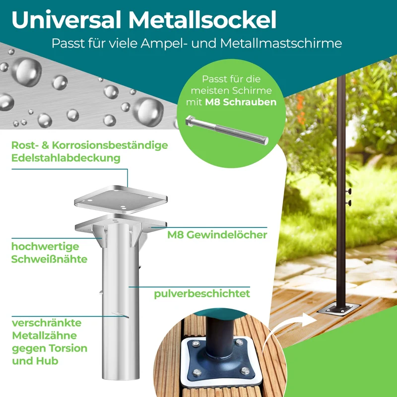 KESSER Universal-Bodenplatte Sonnenschirmständer aus Metall, Silber