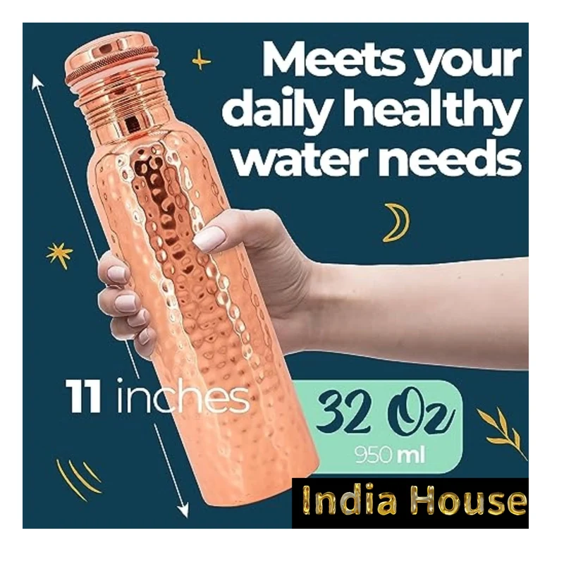 India House Kupferflasche handgefertigt graviert 1000 ml