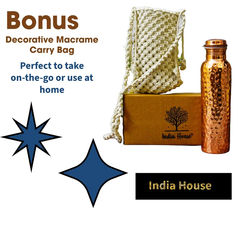 India House Kupferflasche handgefertigt graviert 1000 ml