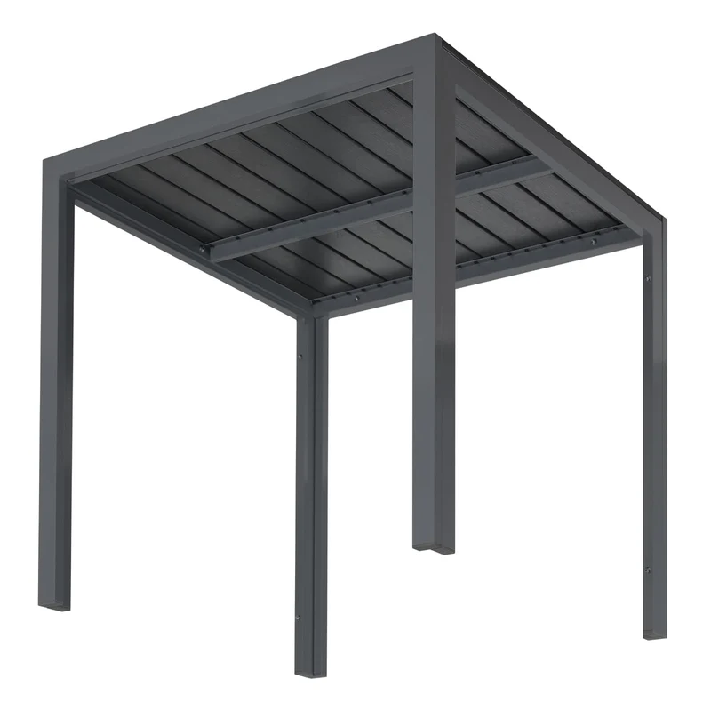 LIFERUN Gartentisch D-058, Aluminium WPC Balkontisch 75x75 cm Schwarz