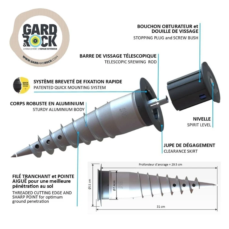Gard & Rock Ankerfuss Aluminium, Bodenanker mit Clipbefestigung