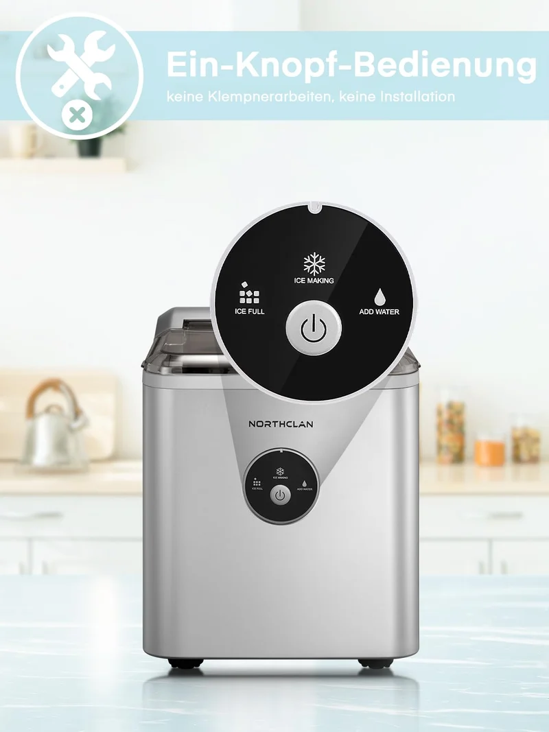 NORTHCLAN Eiswürfelmaschine, 14 kg/24 h, 9 Eiswürfel in 6-8 Minuten