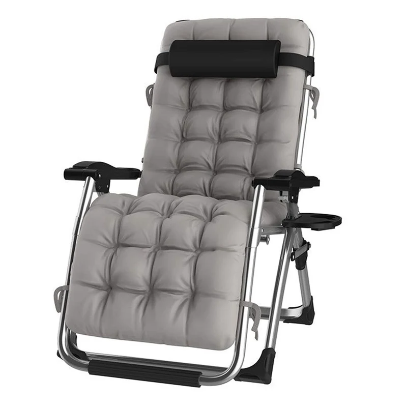 DQCHAIR Schwerelosigkeitsstuhl, klappbarer Garten-Liegestuhl, Silber