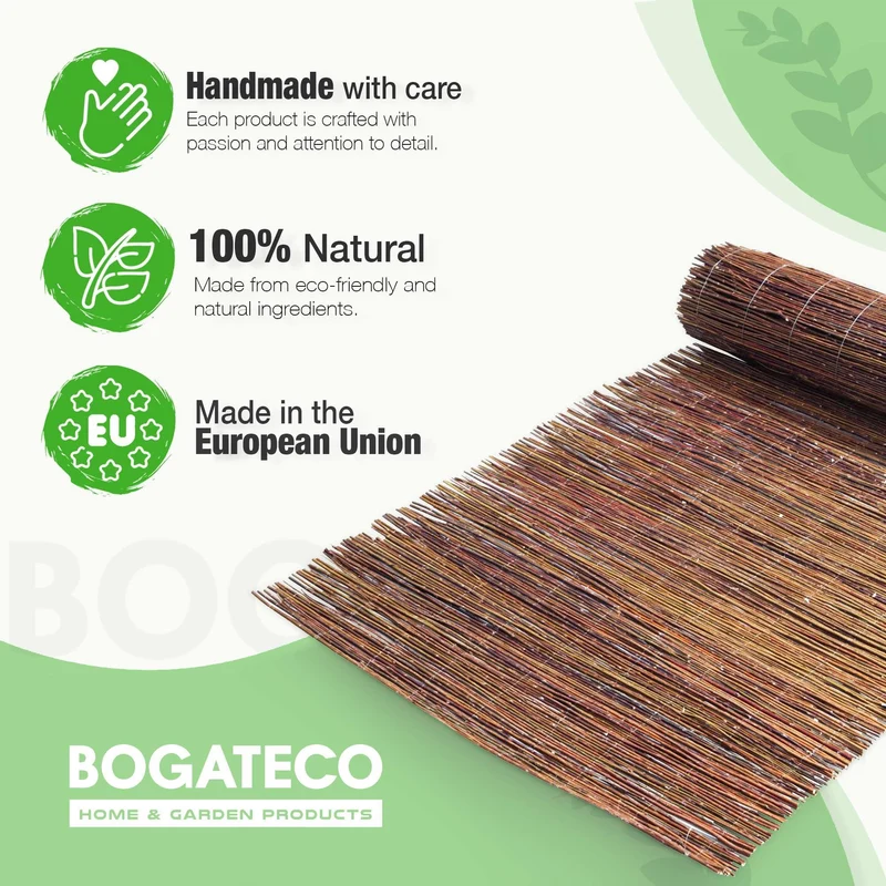 BOGATECO Weidenmatte Sichtschutzzaun 120 x 500 cm aus Korbweide