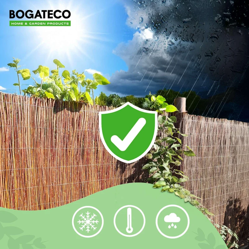 BOGATECO Weidenmatte Sichtschutzzaun 120 x 500 cm aus Korbweide