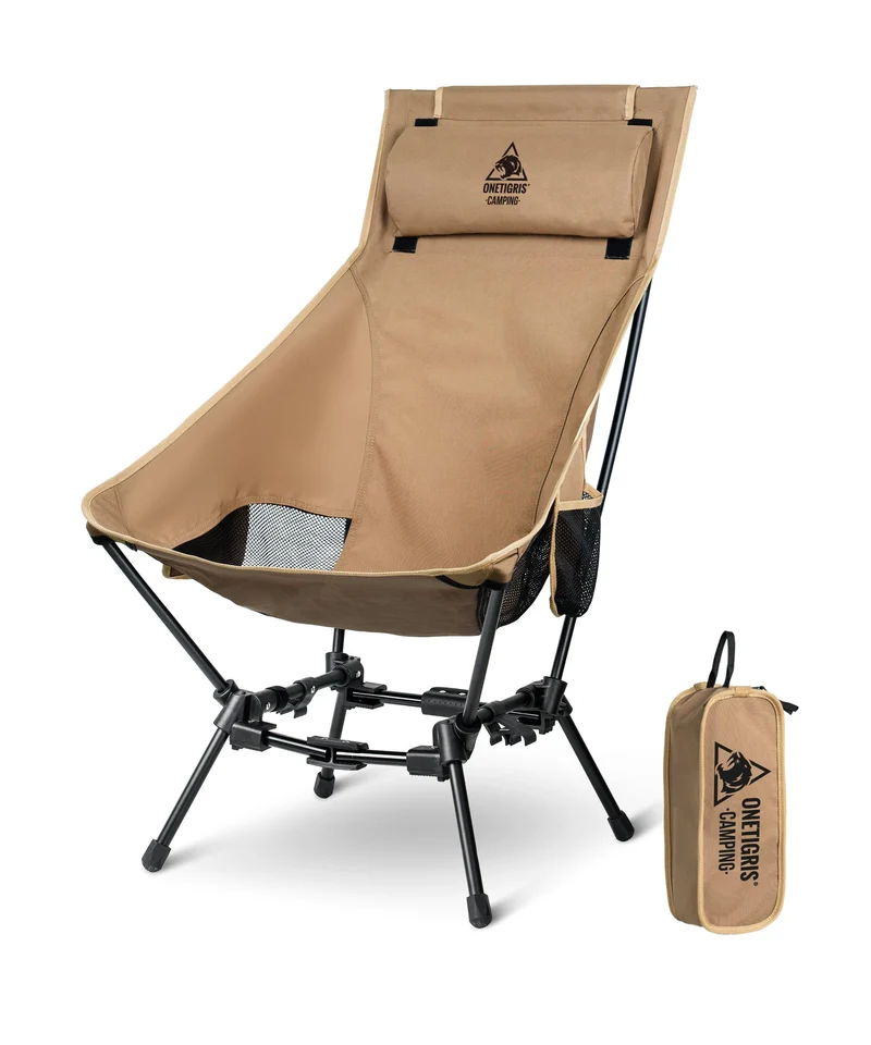 OneTigris Dragonhide Campingstuhl faltbar, Hochlehner, Kojote Braun