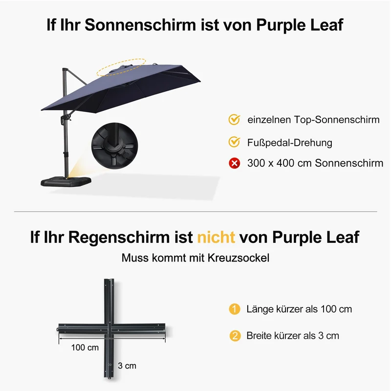 PURPLE LEAF Sonnenschirmständer SBLN150, Ampelschirmständer Anthrazit