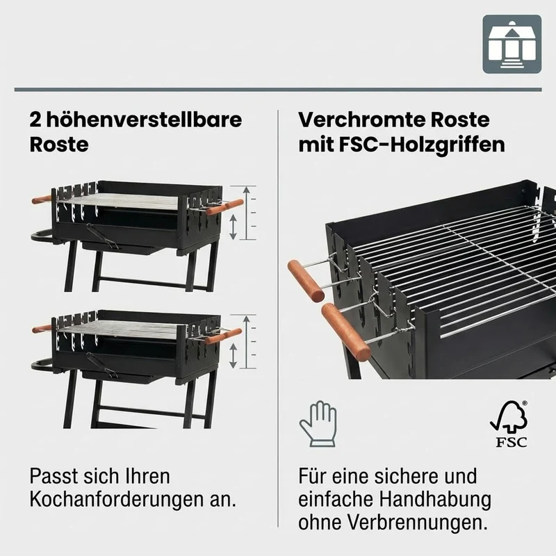 Tarrington House Holzkohlegrill Brigida, Stahl, schwarz, mit Rädern