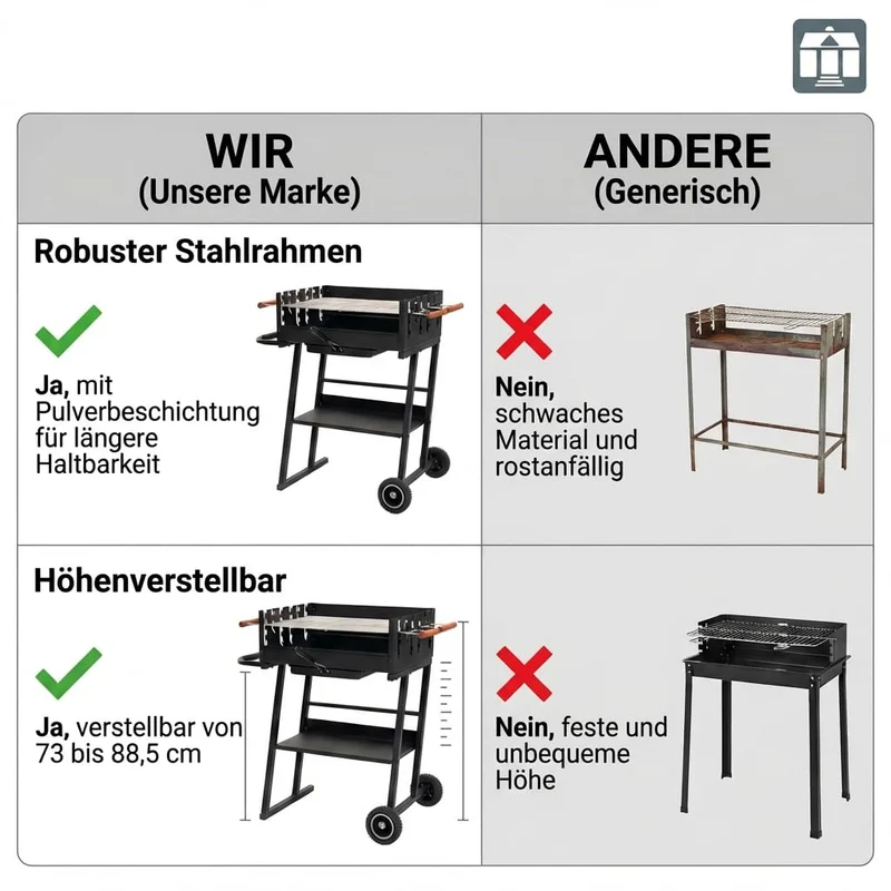 Tarrington House Holzkohlegrill Brigida, Stahl, schwarz, mit Rädern