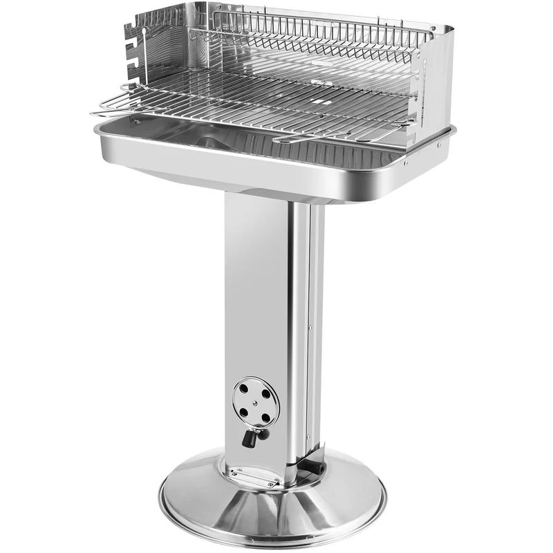 TLGREEN Holzkohlegrill Edelstahl Säulengrill, 57 x 38 x 90 cm