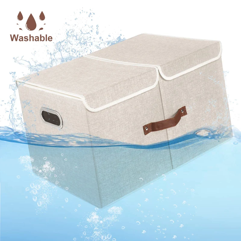TYEERS Aufbewahrungsbox mit Deckel, faltbar, 55x33x30 cm, 2er-Set