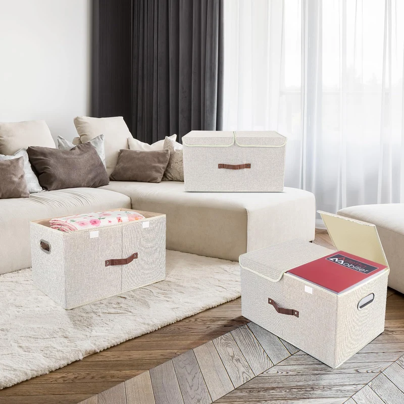 TYEERS Aufbewahrungsbox mit Deckel, faltbar, 55x33x30 cm, 2er-Set