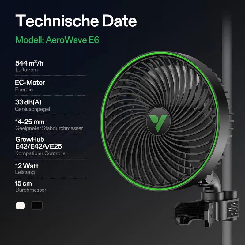 VIVOSUN E6 Gen2 Grow Ventilator, oszillierender Clip-Ventilator