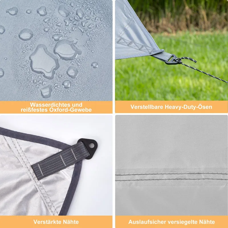 WADEO Camping Tarp Zeltplane wasserdicht 3,6 x 4,8 m mit Stangen, Grau