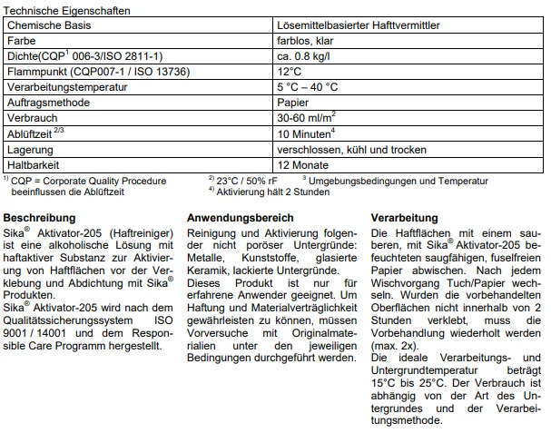SIKA AKTIVATOR 205 - 250ML