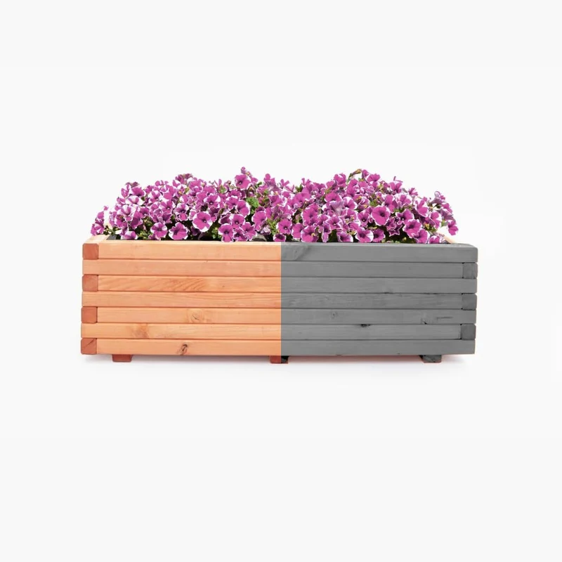 Mega Holz Pflanzkübel Kiefernholz grau lasiert 120x40 cm