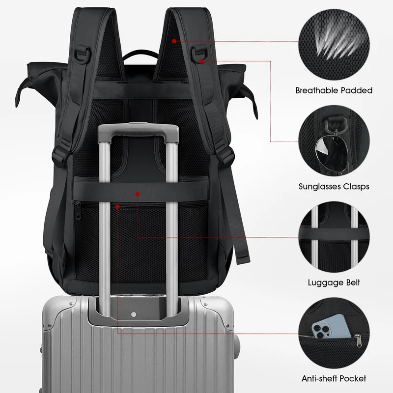 Lubardy Rolltop-Rucksack wasserdicht mit 17,3 Zoll Laptopfach