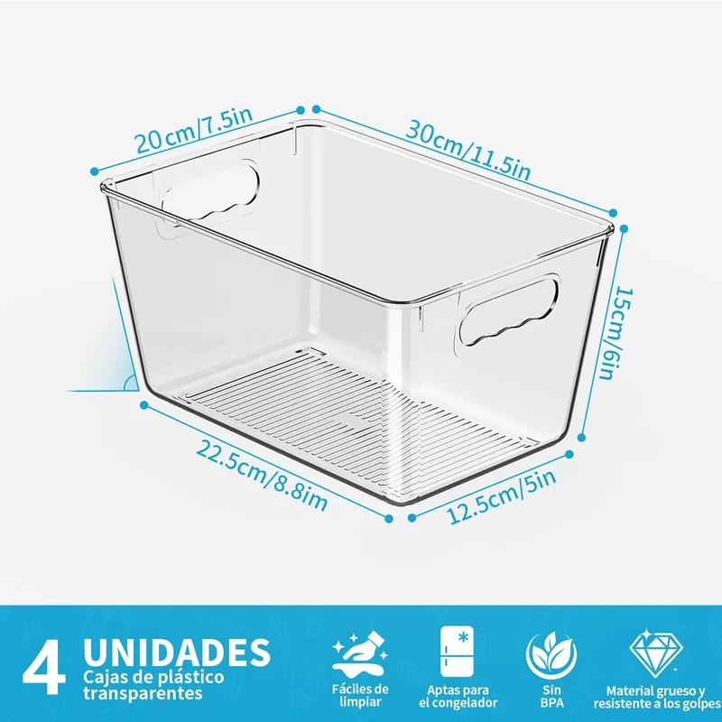 HPYLIF·H Kühlschrank Organizer, 4er Set Aufbewahrungsbox BPA-frei