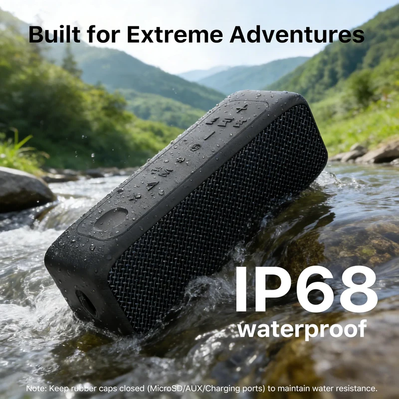 JUOVI J6311 Bluetooth Lautsprecher 20W, IP68 wasserdicht, 24h Akku