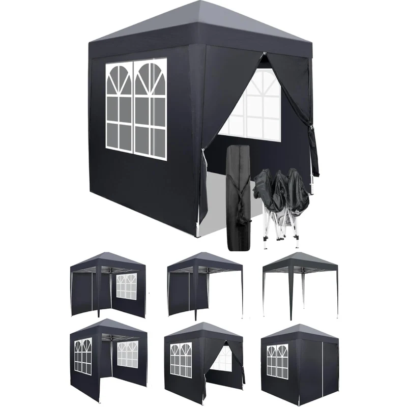 LEADZM Faltpavillon 2x2 m, Pop-up, wasserdicht, 4 Seitenteile