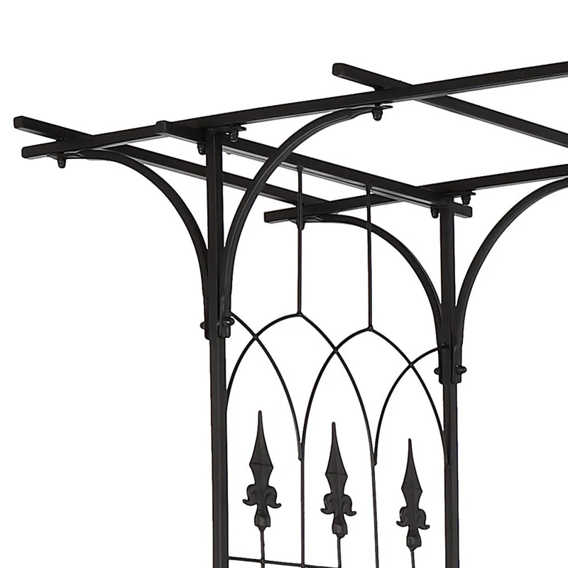 LEADZM Rosenbogen aus Metall 206x41x208 cm Rankhilfe Schwarz