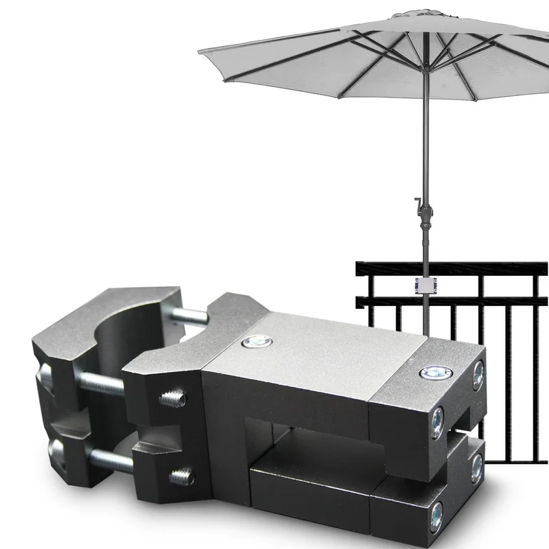 KD-TECH Sonnenschirmhalter V2 für eckige Balkongeländer ohne Bohren