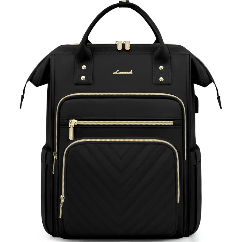 LOVEVOOK Rucksack Damen, 15,6 Zoll Laptop, wasserdicht, Schwarz