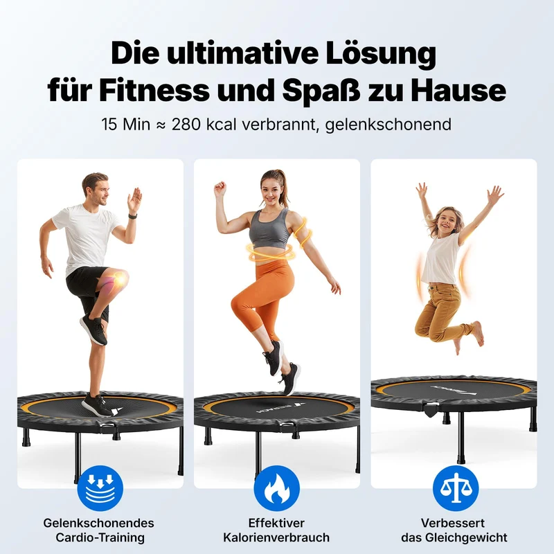 MERACH Mini Trampolin, faltbares Fitness-Trampolin leise bis 150 kg