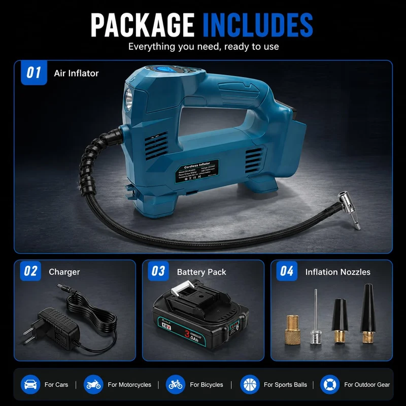 Waitley UPUMP-MK1 Akku-Kompressor 150 PSI mit LED-Licht und Autostop