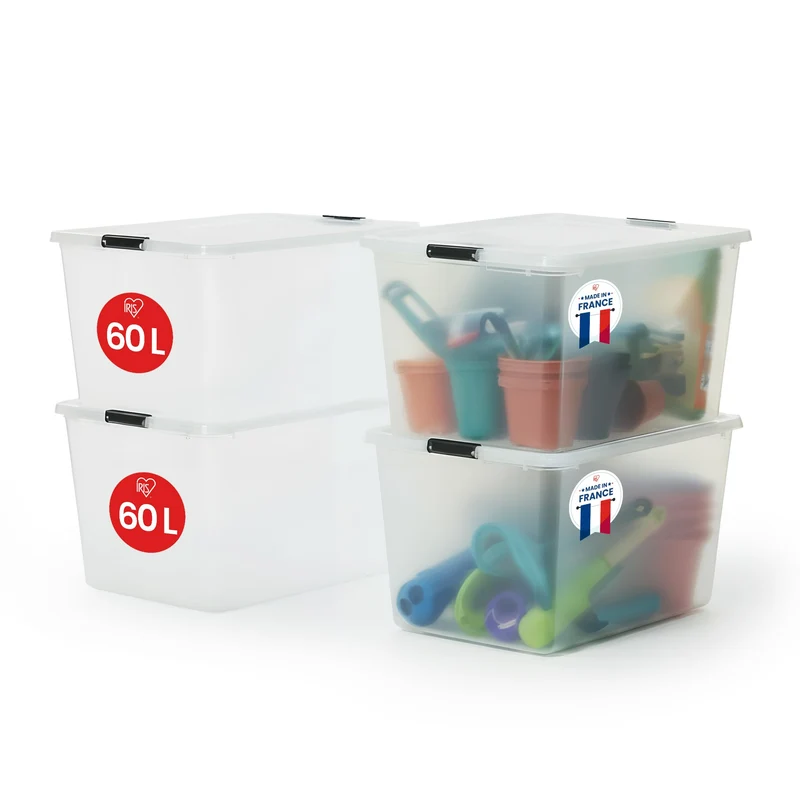 Iris Ohyama Aufbewahrungsbox mit Deckel FTB-60, 60 L, 4er-Set