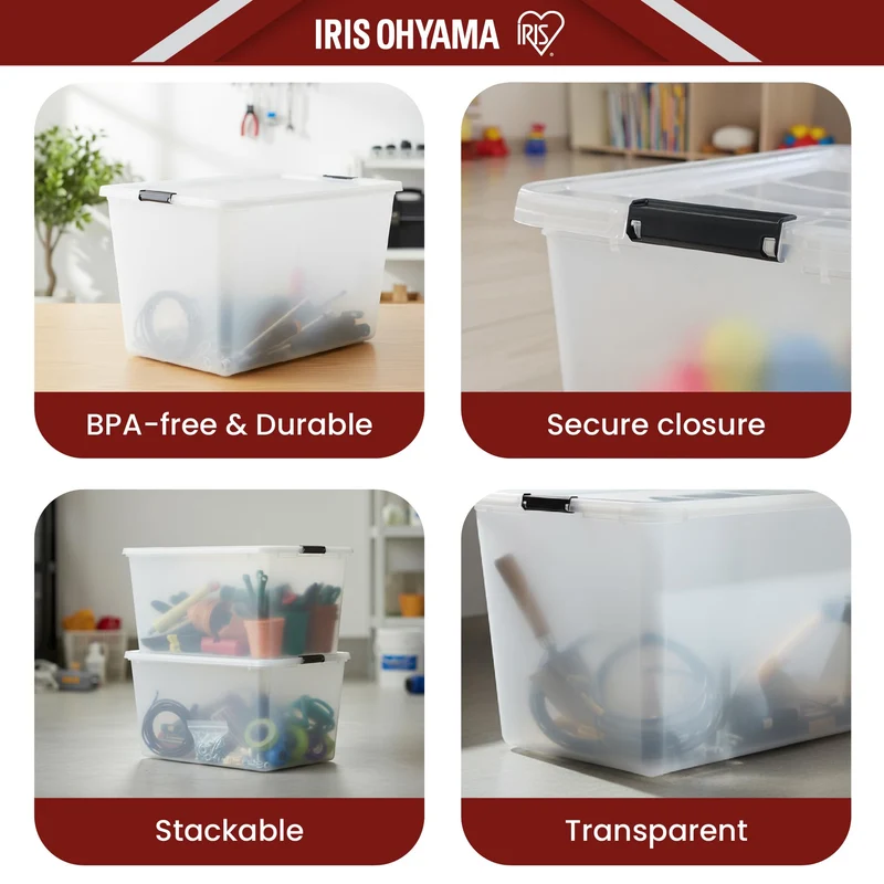 Iris Ohyama Aufbewahrungsbox mit Deckel FTB-60, 60 L, 4er-Set