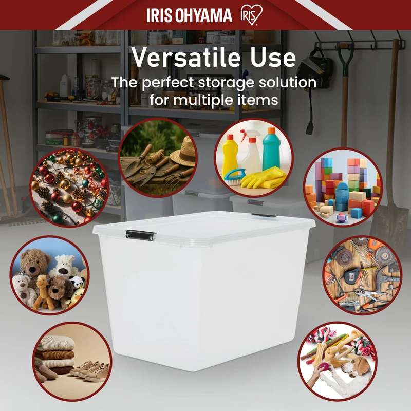 Iris Ohyama Aufbewahrungsbox mit Deckel FTB-60, 60 L, 4er-Set