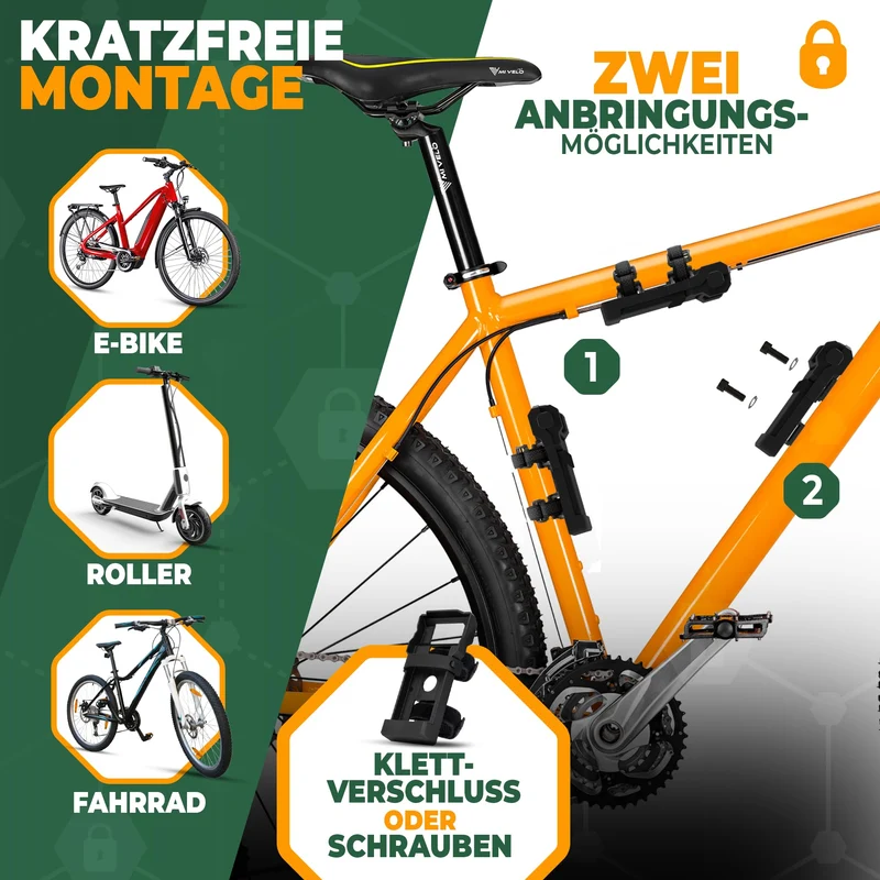MIVELO Faltschloss 85 cm mit Zahlencode Fahrradschloss inkl. Halterung