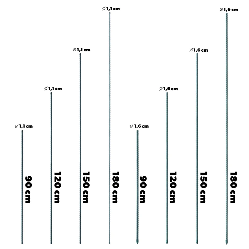 KADAX Pflanzstäbe 180 cm, 15er Set Rankstäbe aus beschichtetem Stahl