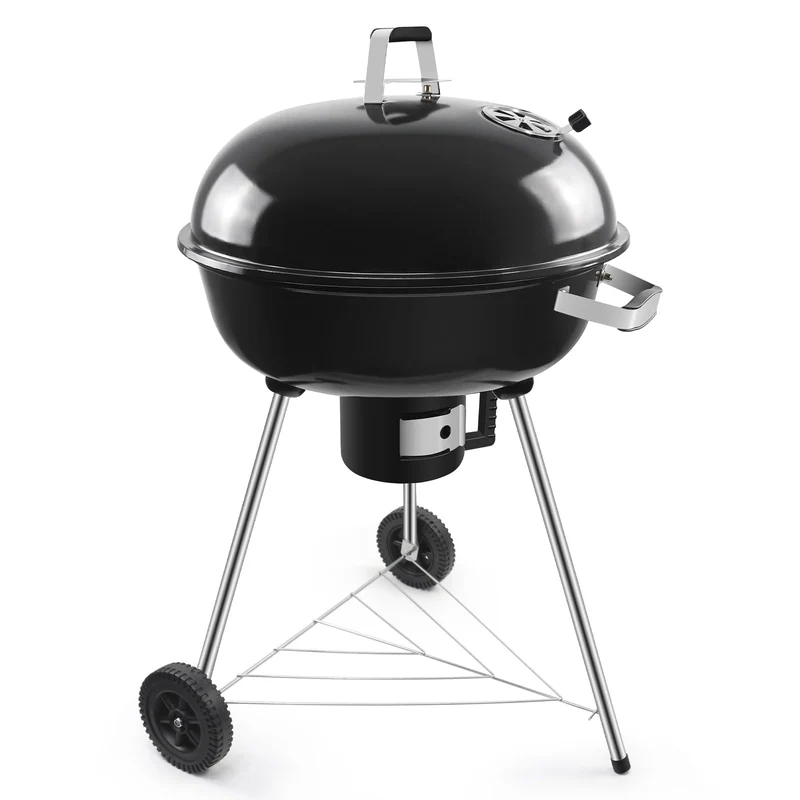 kisidus Kugelgrill Holzkohlegrill mit Deckel und Rädern, 54 cm