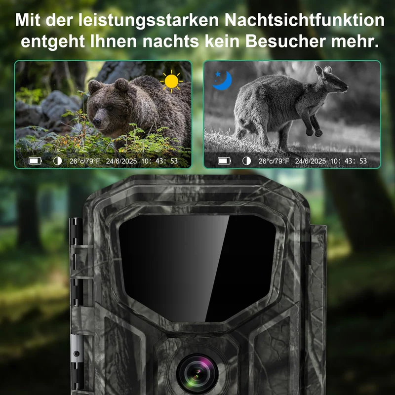 Lutranstra 5KB Wildkamera mit Solarpanel, 5K Video und 64 MP