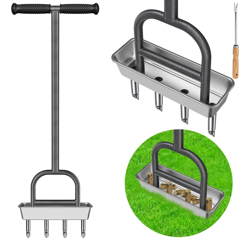 Lifeswell Rasenlüfter, manueller Aerifizierer mit Auffangschale