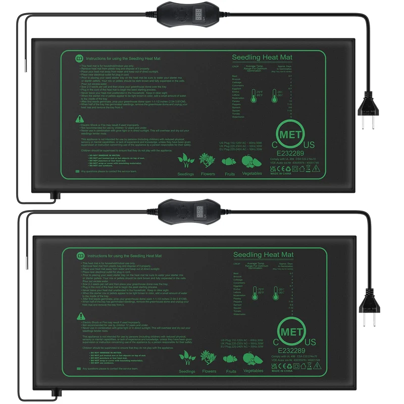 Mojimdo Heizmatte für Pflanzen mit Thermostat, 50 W, 2er-Pack
