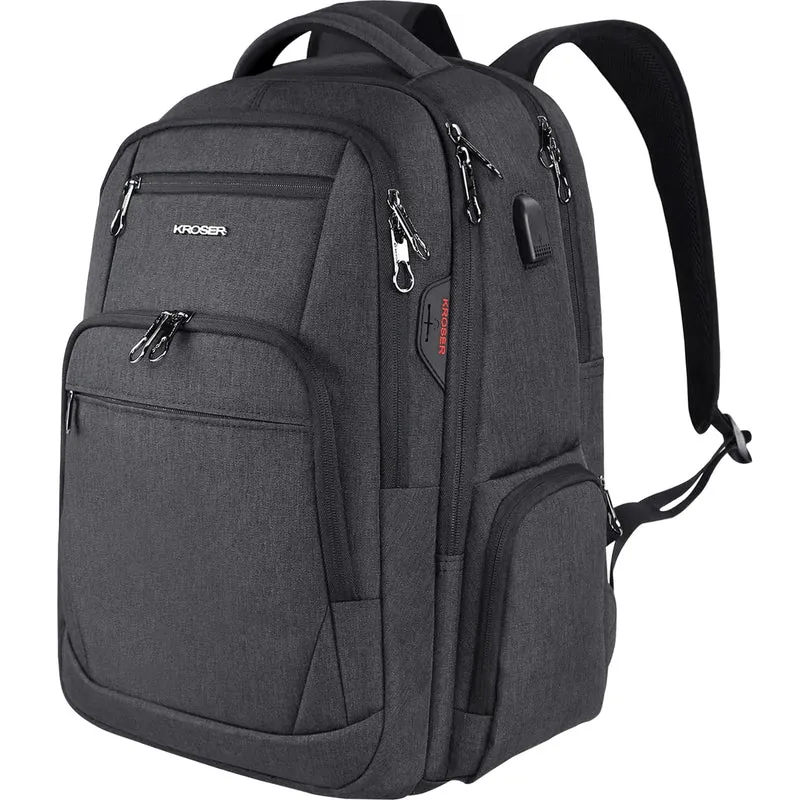 KROSER Laptop Rucksack Business 17,3 Zoll wasserabweisend Schwarz