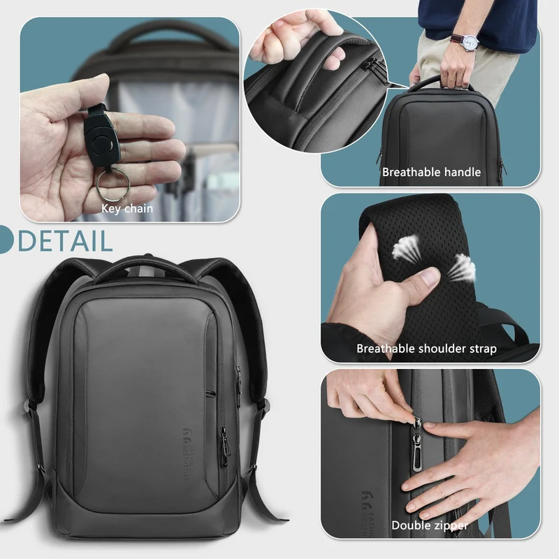 HEROIC KNIGHT Business Laptoprucksack 15,6 Zoll mit USB, schwarz