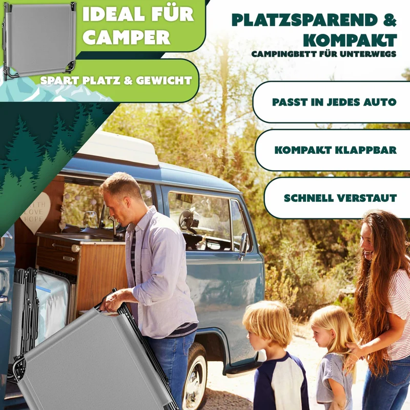 KESSER Campingbett Feldbett klappbar 190x68 cm bis 250 kg belastbar