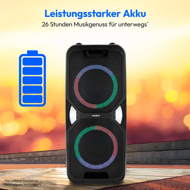 MEDION PE-1 Pure Partybox Bluetooth-Lautsprecher mit Karaoke