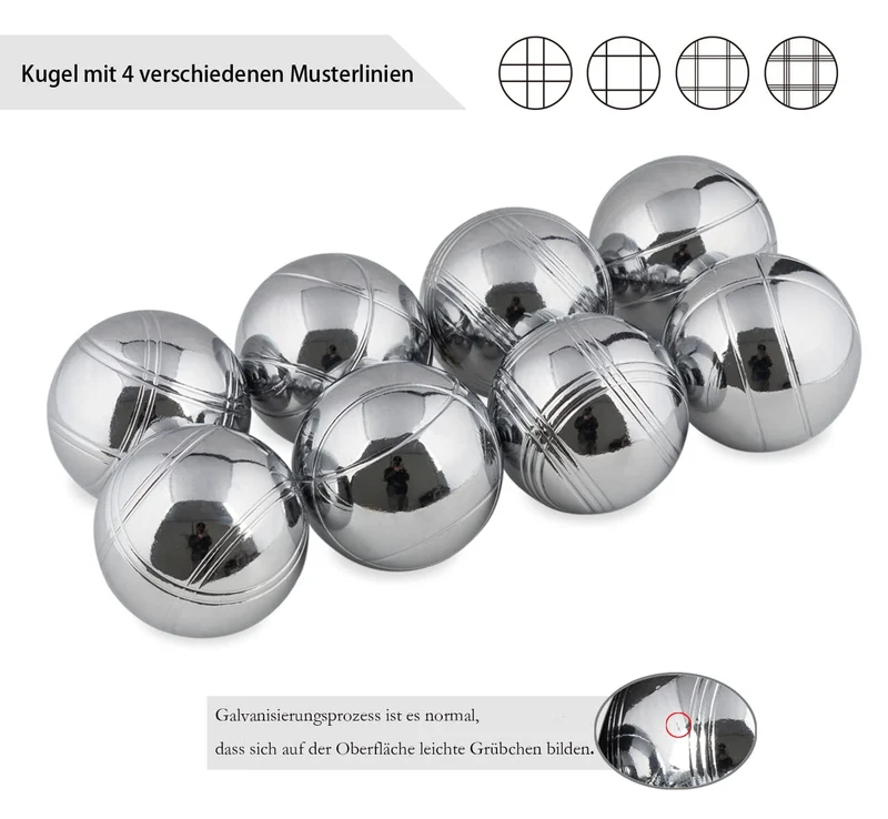 Homewit Boule Set mit 8 Metallkugeln, Petanque Spiel mit Tragetasche