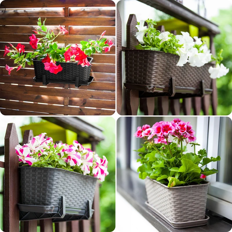 KADAX Blumenkasten 60 cm 3er Set Balkonkasten Kunststoff Anthrazit