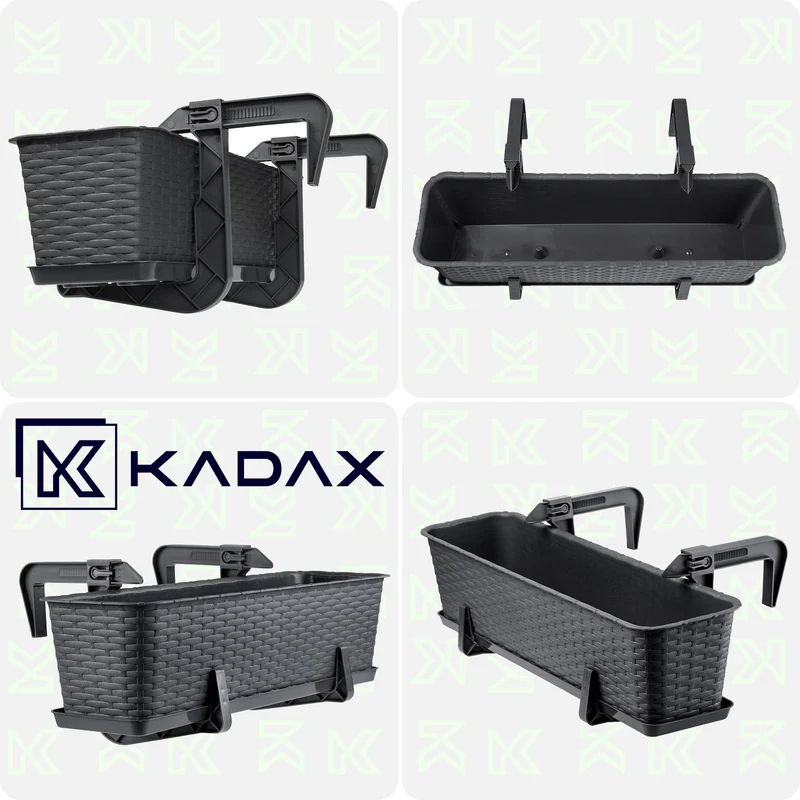 KADAX Blumenkasten 60 cm 4er Set Balkonkasten Kunststoff Anthrazit