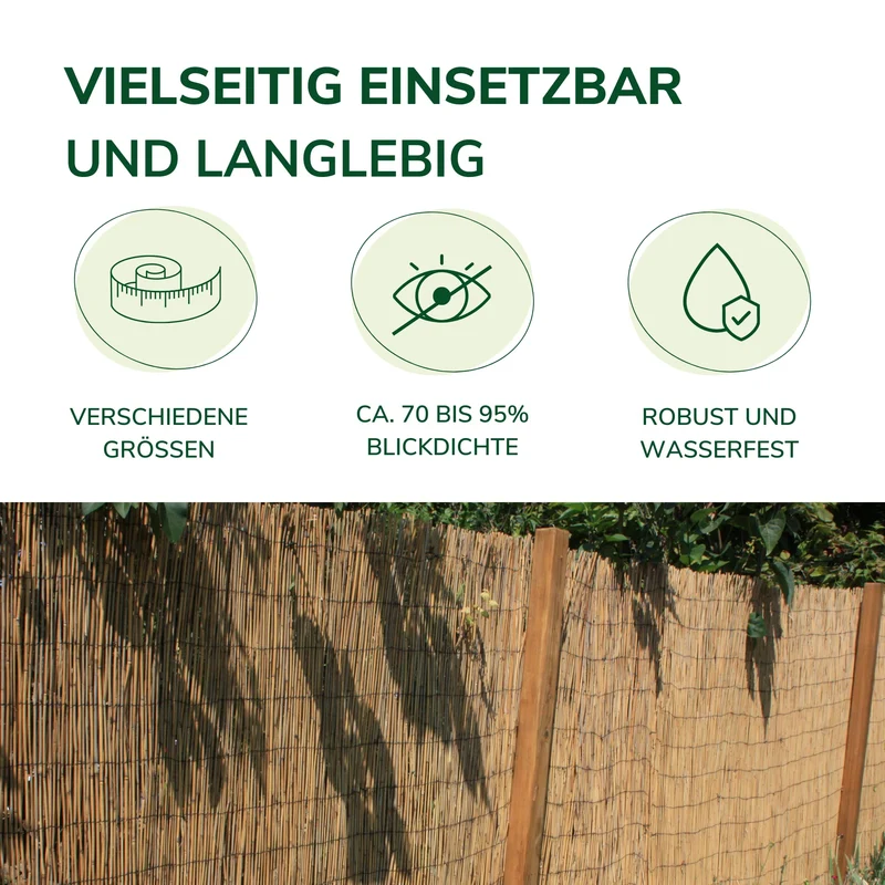 Natursache Schilfrohrmatte Sichtschutz 1 x 6 m für Balkon und Garten