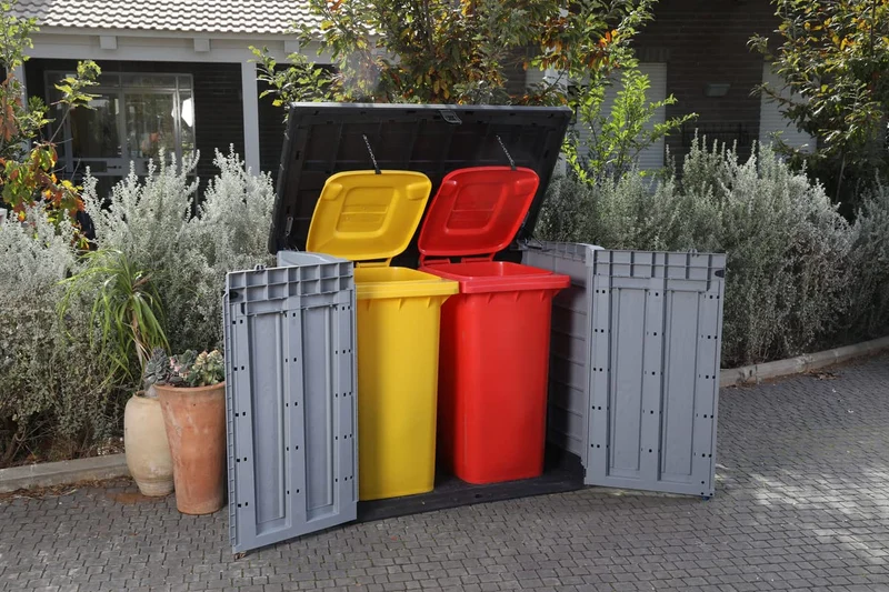 Keter Store-it-out Pro Mülltonnenbox 1200 L, Grau/Schwarz