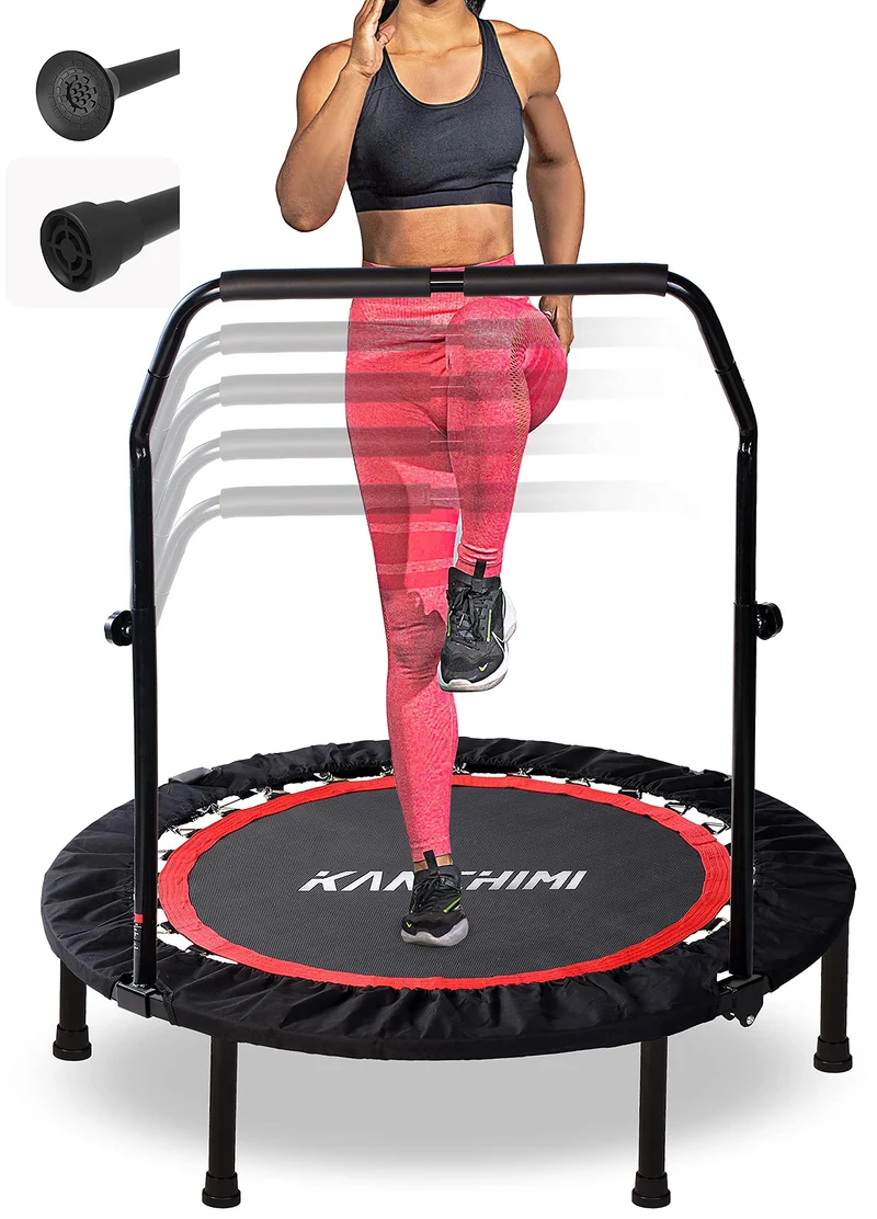 Kanchimi Fitnesstrampolin faltbar mit Griff, schwarz, Ø 101,6 cm